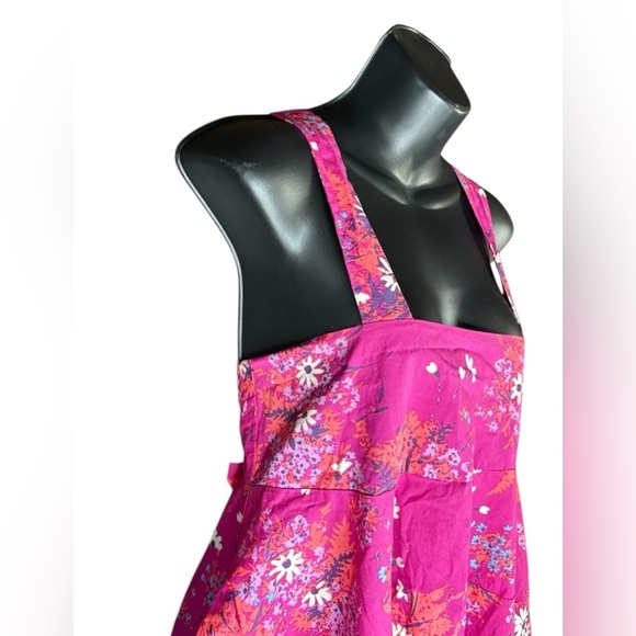 Free People Let The Sunshine In Printed pink Floral Strap Flare Dress sz XS - Picture 4 of 12